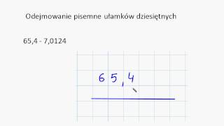 Odejmowanie pisemne ułamków dziesiętnych [upl. by Gertie]