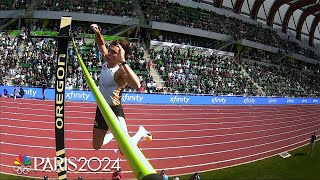 Mondo Duplantis WORLD RECORD pole vault electrifies Prefontaine Classic  NBC Sports [upl. by Stelu]