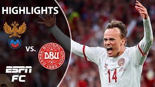 Inspired Denmark thrash Russia 41 to advance to the round of 16  Highlights  ESPN FC [upl. by Ragg688]