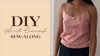 DIY Satin Camisole Top  Anita Camisole Pattern Sewalong Tutorial [upl. by Reemas]