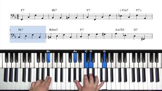 Walking Bass Lines Piano Tutorial  5 Minute Masterclass [upl. by Roddy]