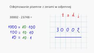 Odejmowanie pisemne z zerami w odjemnej 1 [upl. by Vona]