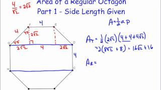 Area of a Regular Octagon  Part 1 [upl. by Yurt]