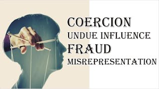 Coercion Undue Influence Fraud Misrepresentation  Indian Contract Act 1872  Law Guru [upl. by Katleen364]