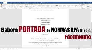 CÓMO HACER UNA PORTADA CON NORMAS APA 6° EDICIÓN [upl. by Janina]