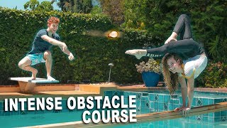 GYMNASTICS OBSTACLE COURSE OVER THE POOL [upl. by Ttenrag]