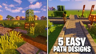 5 Simple Minecraft Path Designs Build Tutorial [upl. by Lubet249]