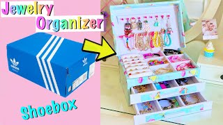 DIY  How to make Jewelry Organizer with waste Shoebox [upl. by Leesen]