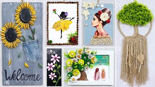 10 super easy Wall Hanging Craft Ideas with different Waste Material [upl. by Costanzia]