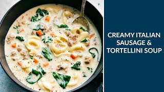 Creamy Italian Sausage Tortellini Soup [upl. by Iznil]