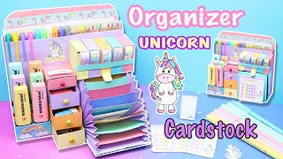 Unicorn 🦄 Desk Organizer from Cardstock  Paper Organizer  aPasos Crafts DIY [upl. by Arik537]