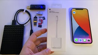 Review Apple Lightning to USB 3 camera adapter test with my iPhone 12 Pro Max [upl. by Naihr988]