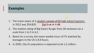 Descriptive vs Inferential Statistics [upl. by Anirol]