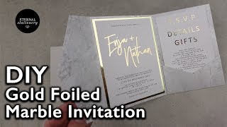 Modern Gold Foil Marble Pocketfold Invitation  Wedding Invitations DIY  Heidi Swapp Minc [upl. by Reinar479]