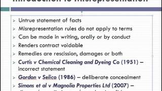 Misrepresentation Lecture 1 of 4 [upl. by Drolet]