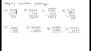 Odejmowanie pisemne liczb naturalnych [upl. by Onig477]