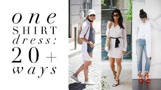 One Shirt Dress 20 Ways  How to Style Basics  Capsule Closet [upl. by Ayres]